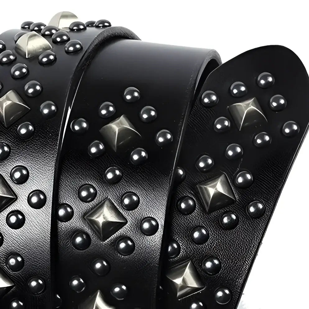 Black Kloeada Studded Belt in Leather, Stylish Accessory from Kloeada Collection