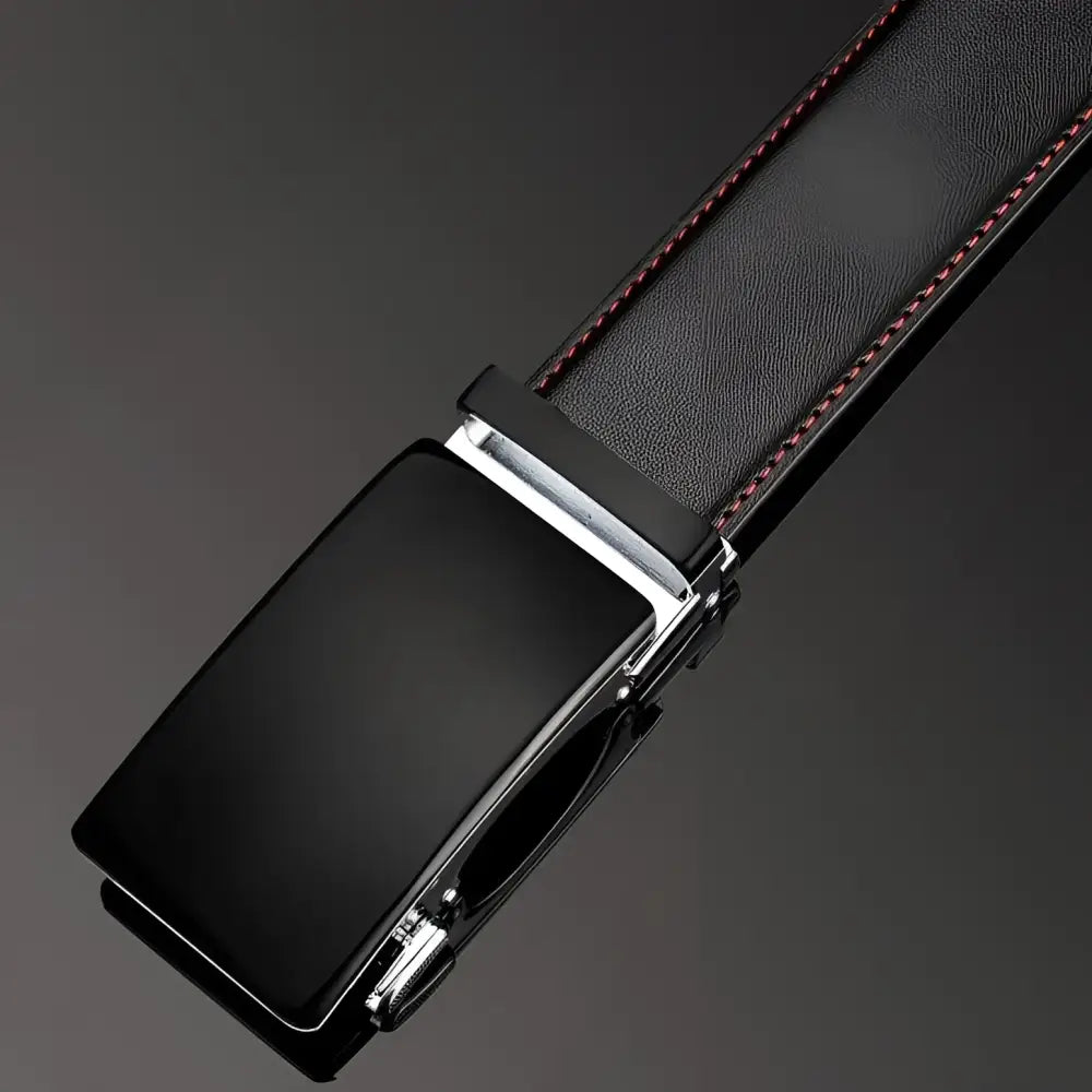 Kristvar Men’s Leather Belt with Automatic Silver Buckle for Men’s Leather Accessories