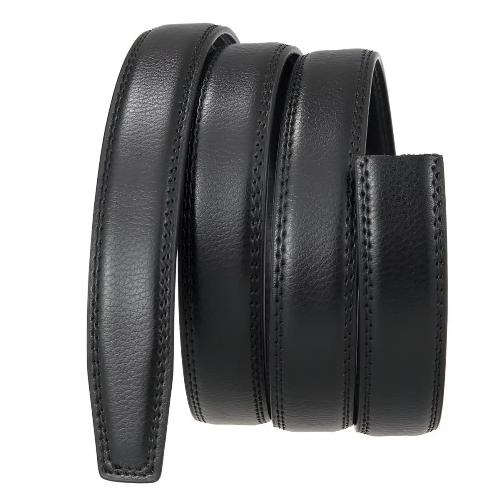 Coiled black Hermine Leather Belt in leather for a classic look