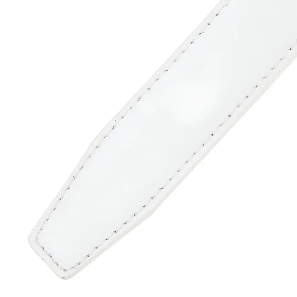 White stitched strap for Leather Belt Straps in Yellow, Blue, and White enhancing refined aesthetics