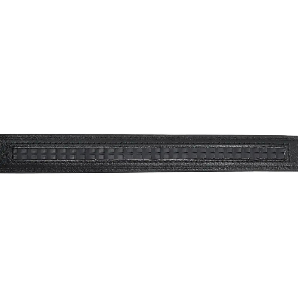 Hermine Leather Belt in Black Leather with Textured Center for a Classic Look