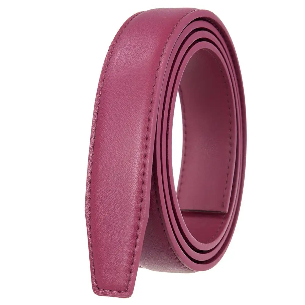 Magenta leather belt strap emphasizing refined aesthetics and premium craftsmanship