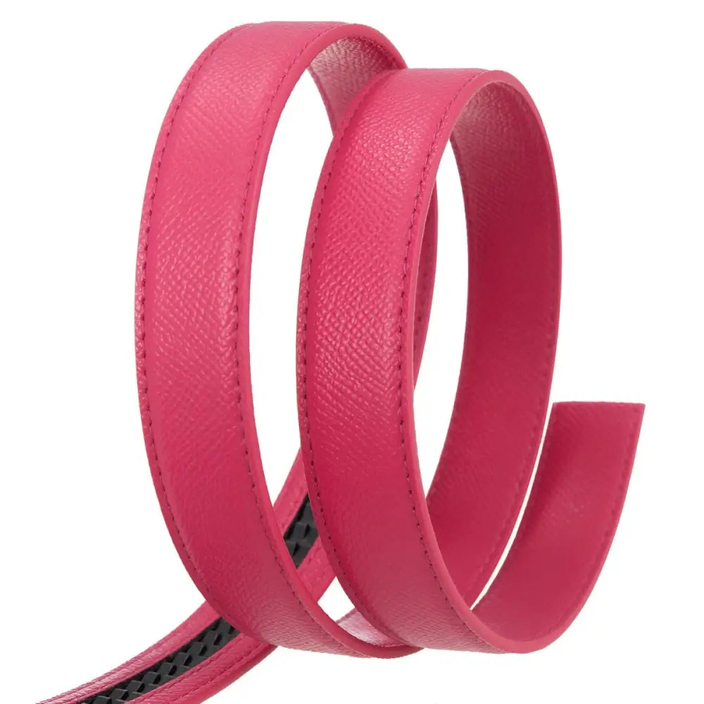 Coiled pink faux leather strap for fashionable wear, stylish leather strap accessory