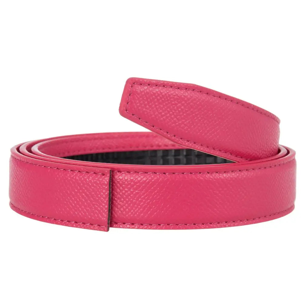 Pink faux leather strap for fashionable wear in purple and pink faux leather belt