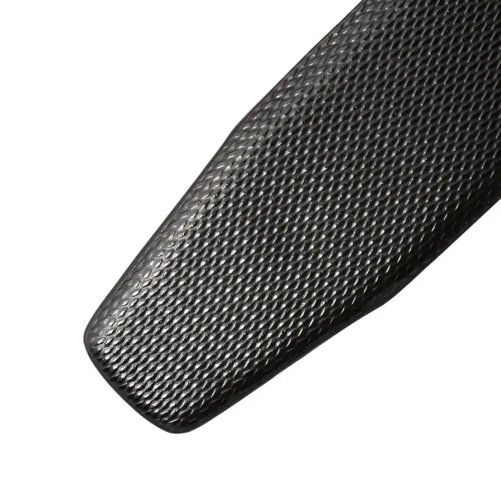 Textured black leather strap handle on Coiled Black Leather Belt with Tang Buckle