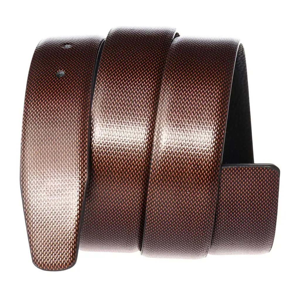 Brown textured leather strap belt with tang buckle from Coiled Black Leather Belt collection