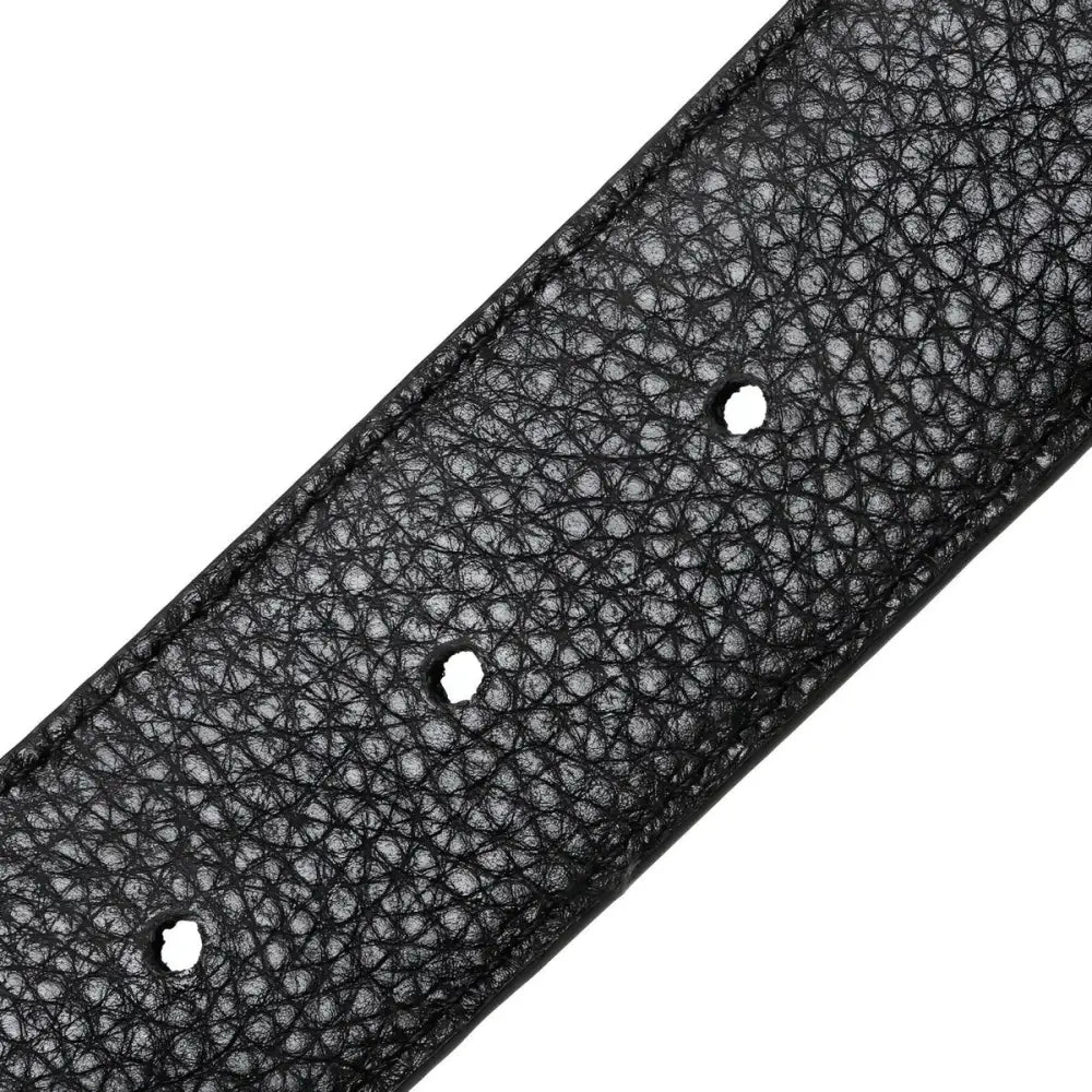 Black Crocodile-Patterned Colia Leather Belt with Leather Strap and Holes