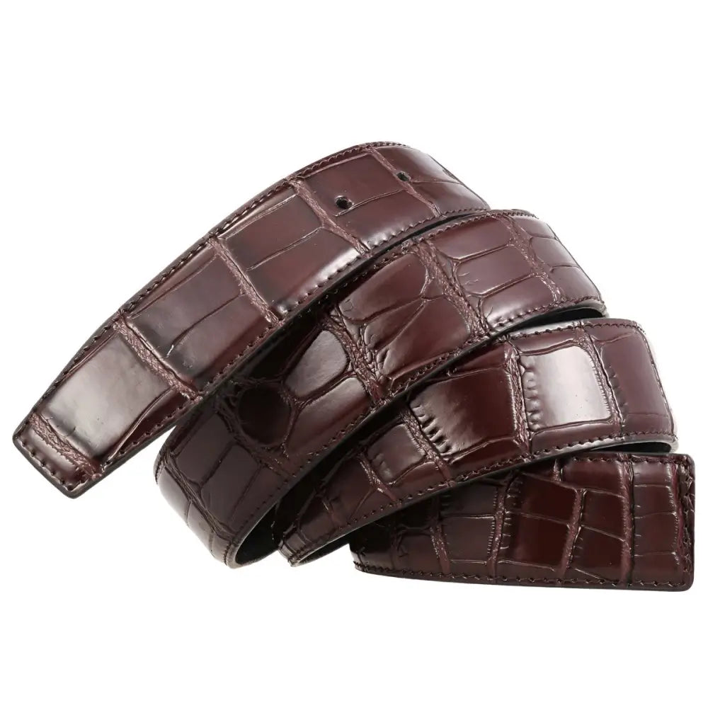 Brown crocodile-patterned Colia Leather Belt with Leather Strap for stylish accessories