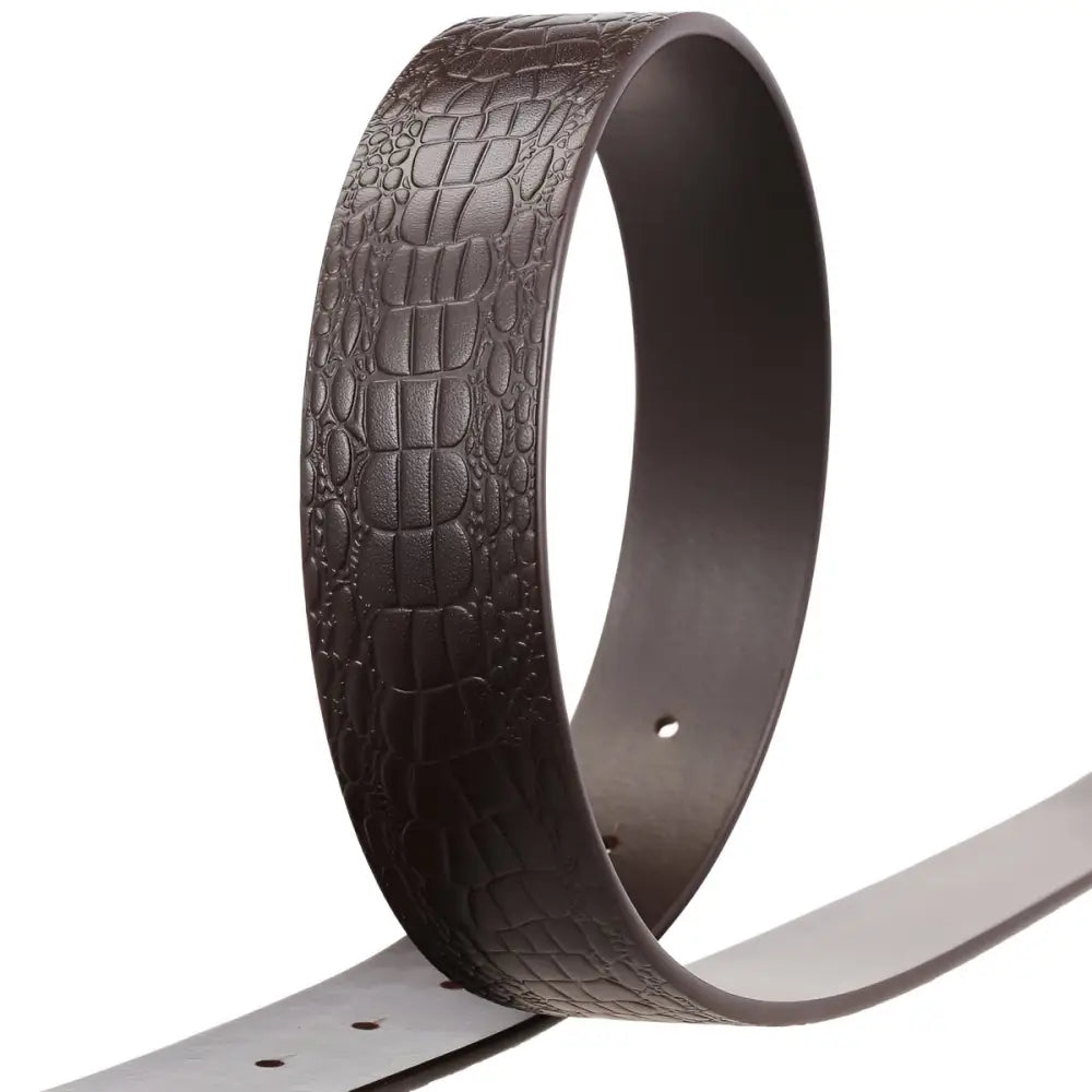 Brown leather belt strap with crocodile pattern for a stylish accessory