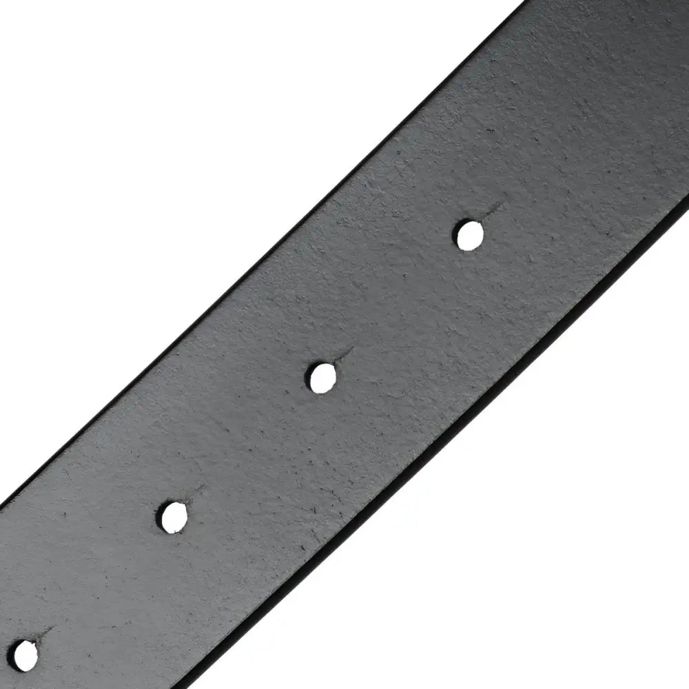 Black metal strap with holes on a Black Crocodile Patterned Leather Belt Strap