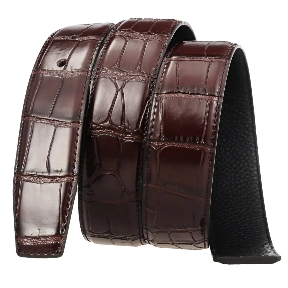 Brown crocodile-patterned Colia leather belt with leather strap for stylish accessories