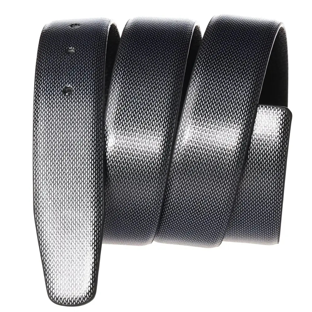 Textured black leather strap with tang buckle for the Coiled Black Leather Belt product