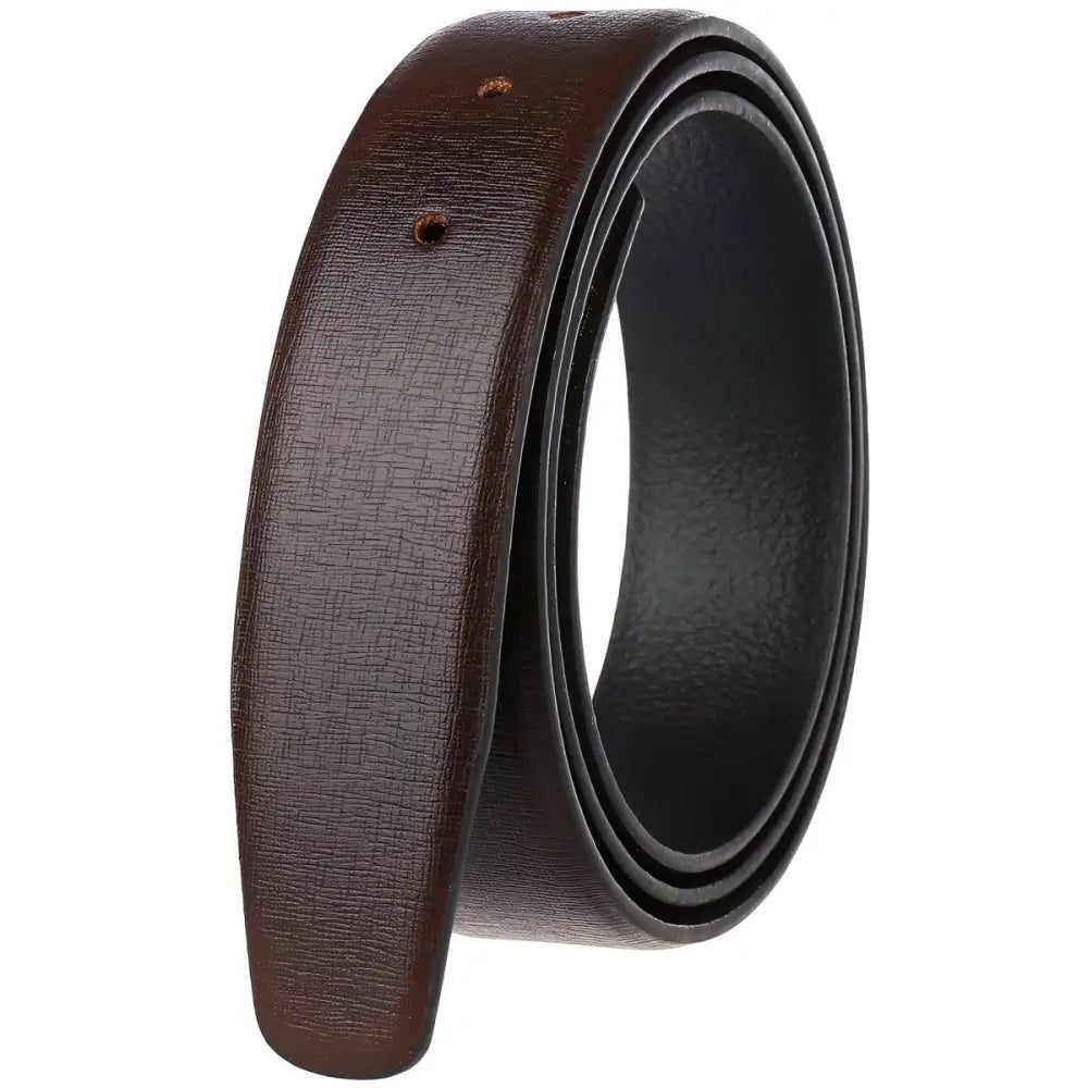 Brown Leather Belt Without Buckle featuring Maloney Leather Strap Design