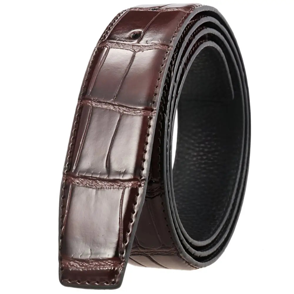 Brown crocodile-patterned Colia Leather Belt with leather strap for elegant style