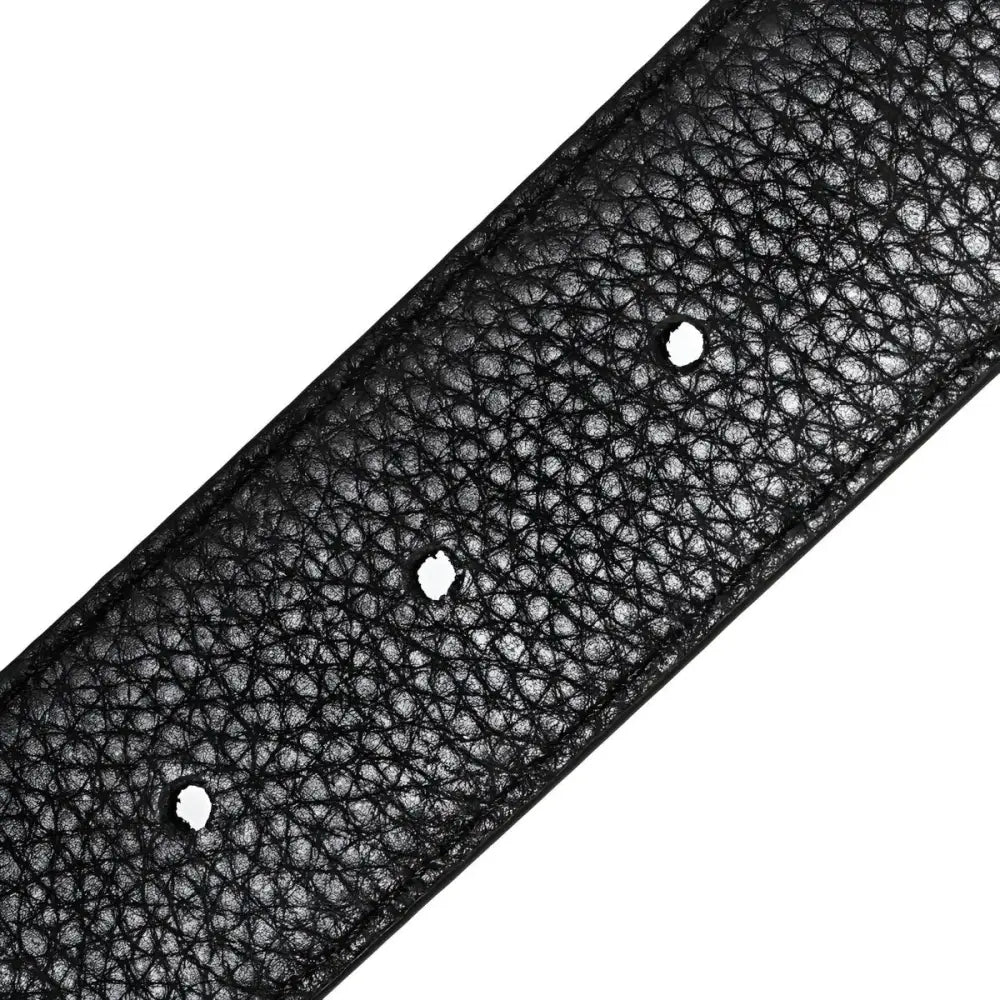 Black Crocodile-Patterned Colia Leather Belt with Adjustable Leather Belt Strap