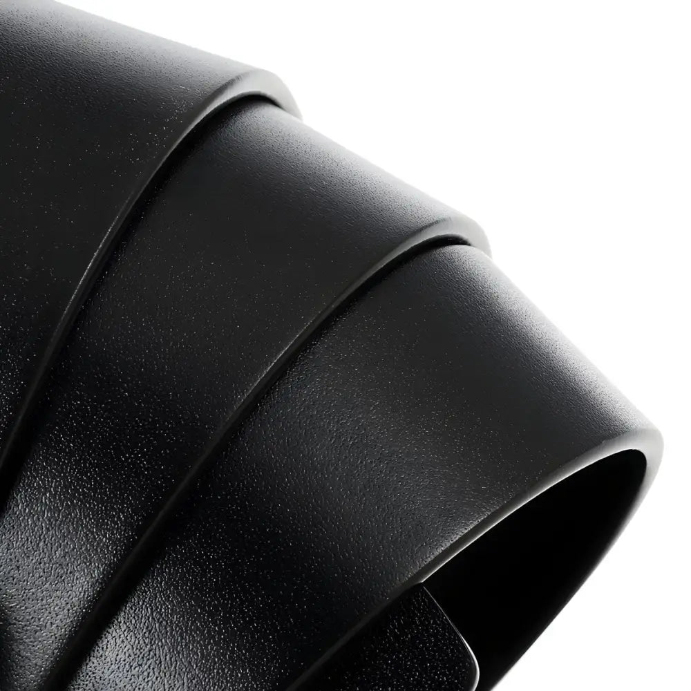 Rolled Black Leather Belt Strap with Dual Straps for a Classic Look