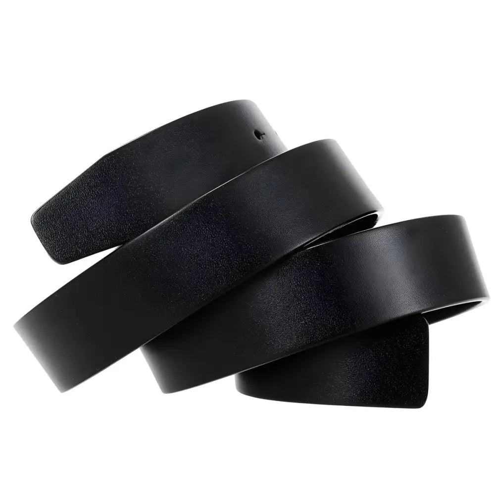 Black leather belt strap with dual straps for a classic look and stylish accessory