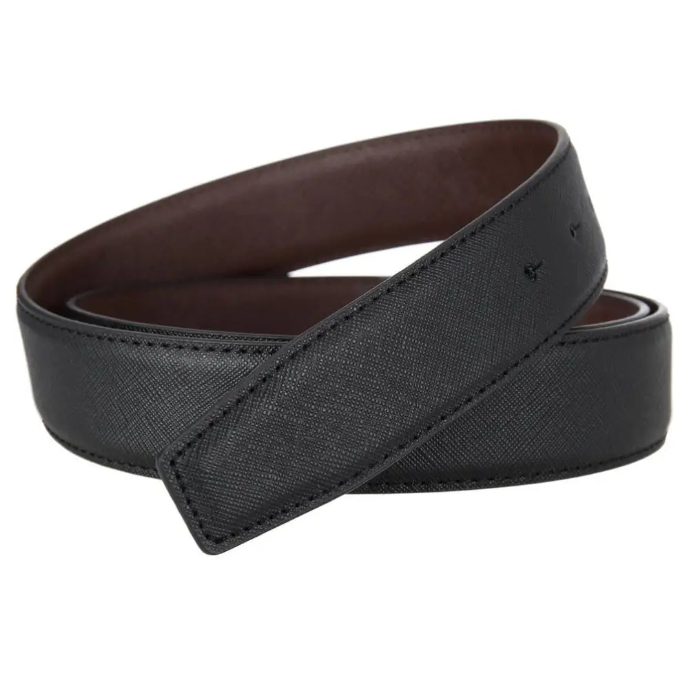 Black leather strap belt from Leather Strap Belts in Black, Brown, and Two-Tone Designs