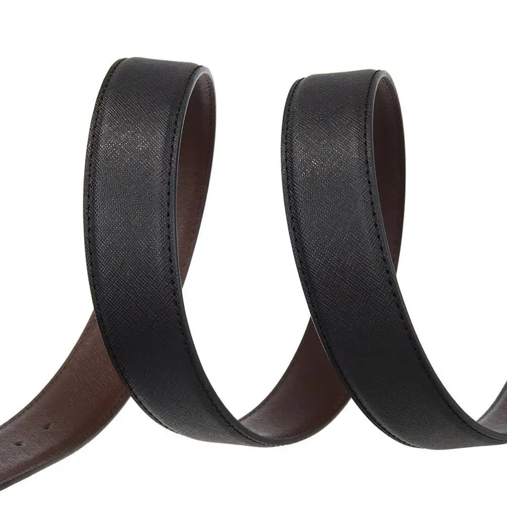 Black leather strap belt from Leather Strap Belts in black, brown, and two-tone designs