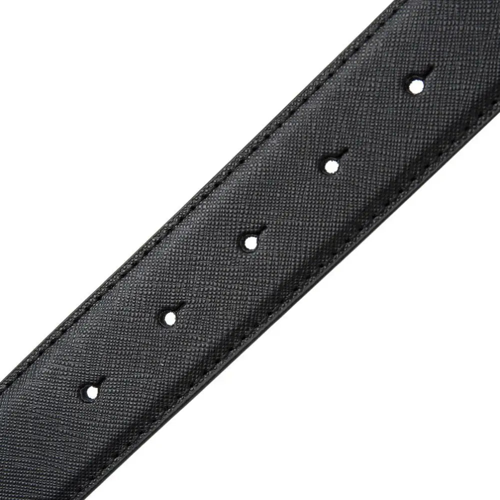 Black leather strap belt with holes from Leather Strap Belts in Black, Brown, and Two-Tone Designs