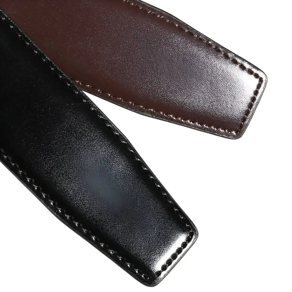 Close-up of leather belt ends on Coiled Black Leather Belt Set for Everyday Wear