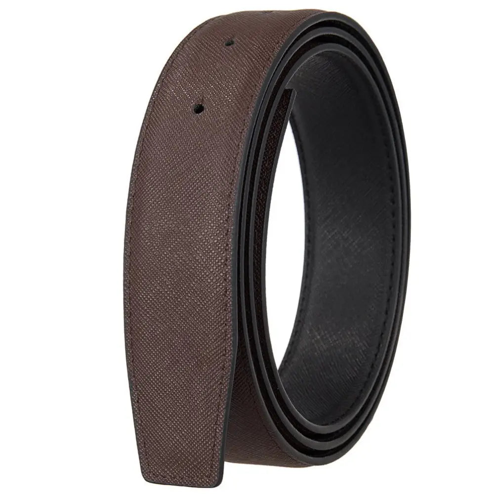 Leather strap belt in brown and black leather for versatile fashion style