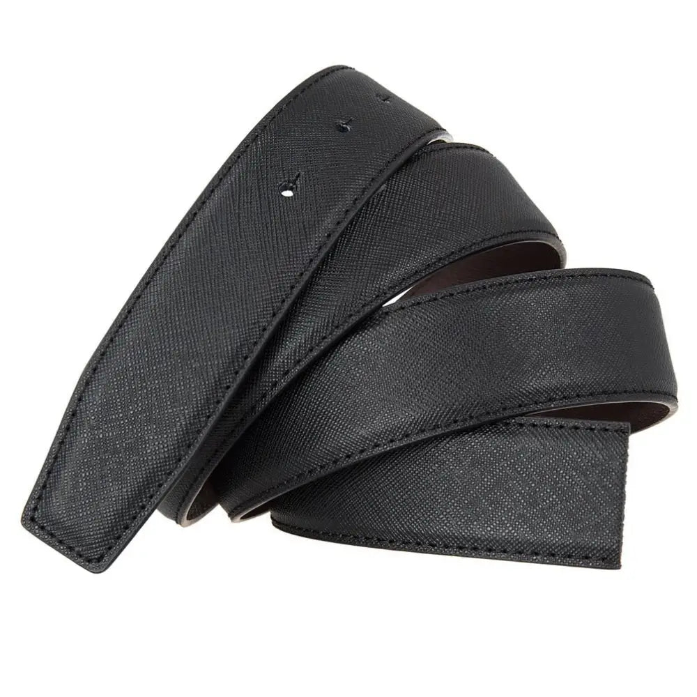 Black leather strap belt from Leather Strap Belts in Black, Brown, and Two-Tone Designs