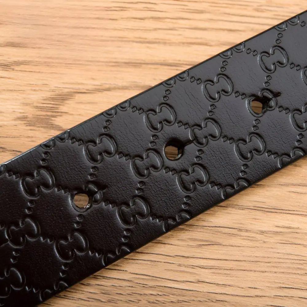 Myron Belt Textured Leather with Patterned Embossed Design featuring a black leather belt