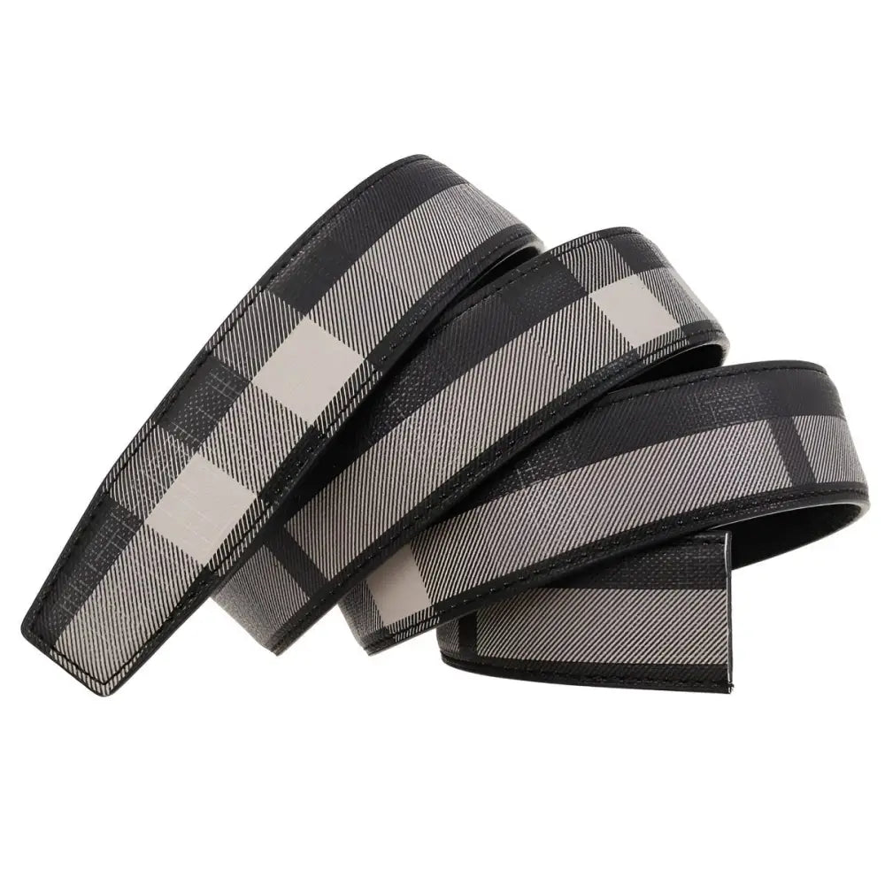 Edmond Checkered Leather Belt with Plaid Pattern showcasing stylish checkered leather belt strap