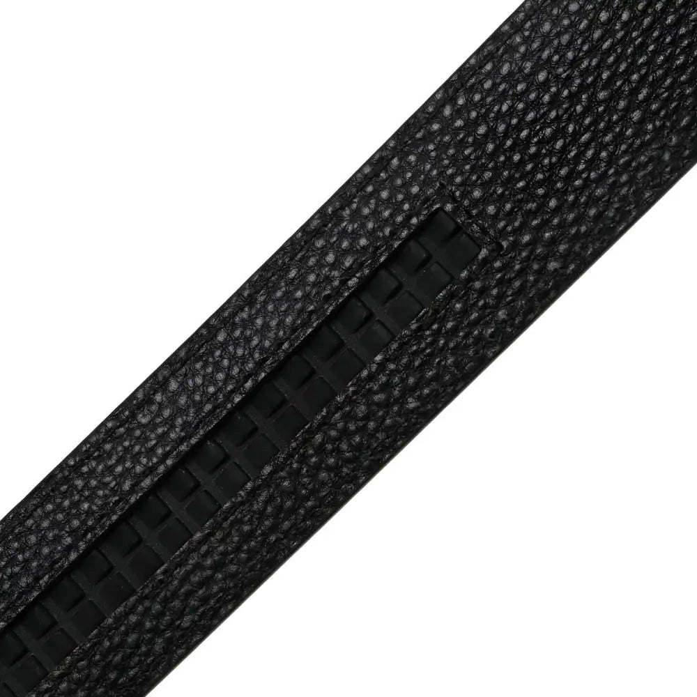 Black textured Edmond Checkered Leather belt with ratchet mechanism and plaid pattern for stylish wear