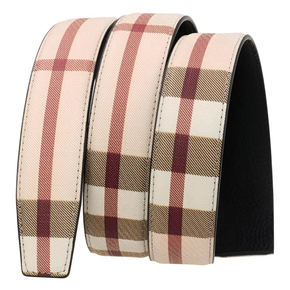 Edmond Checkered Leather Belt with Plaid Pattern showcasing stylish leather belt strap design