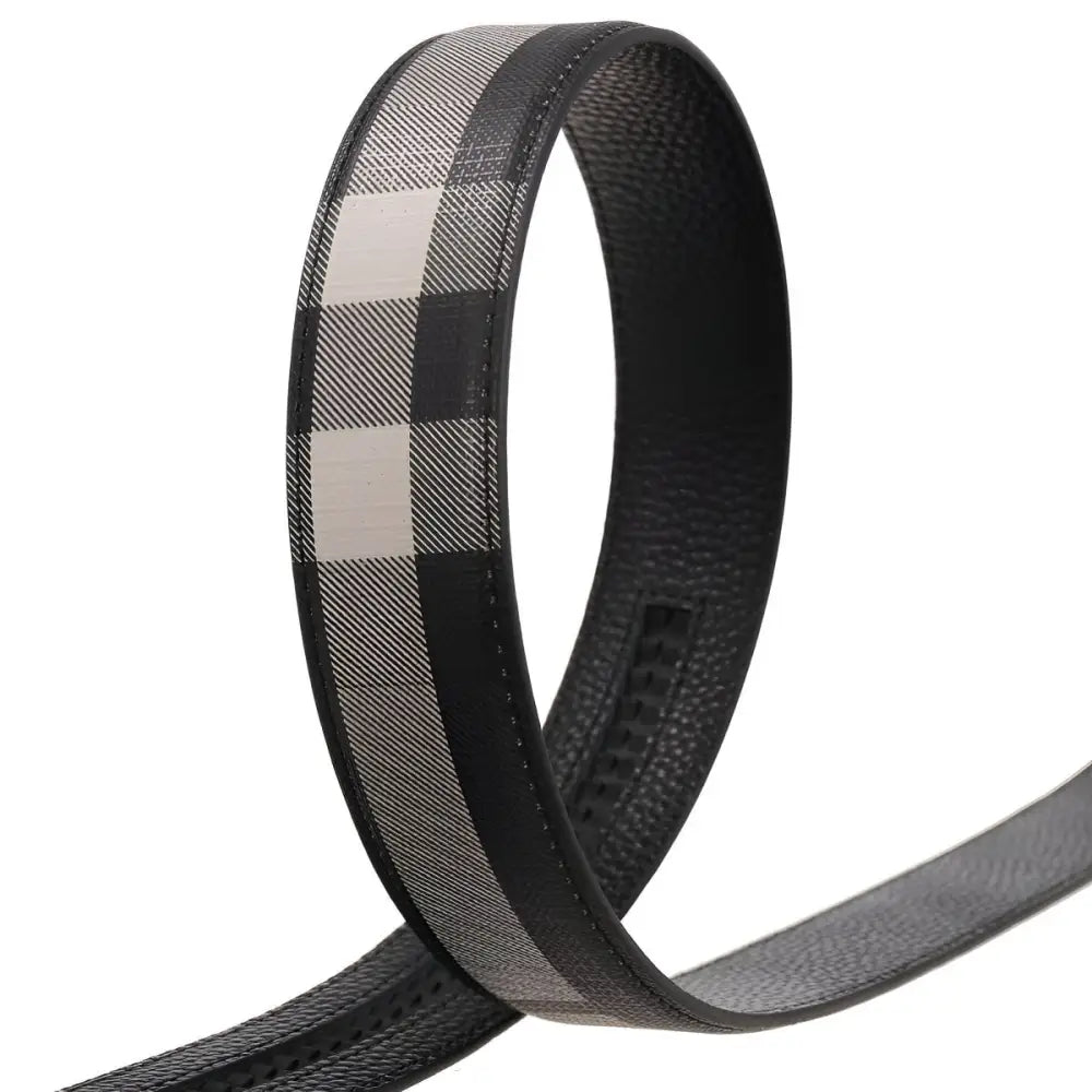 Edmond Checkered Leather Belt with Plaid Pattern showcasing stylish checkered leather belt strap