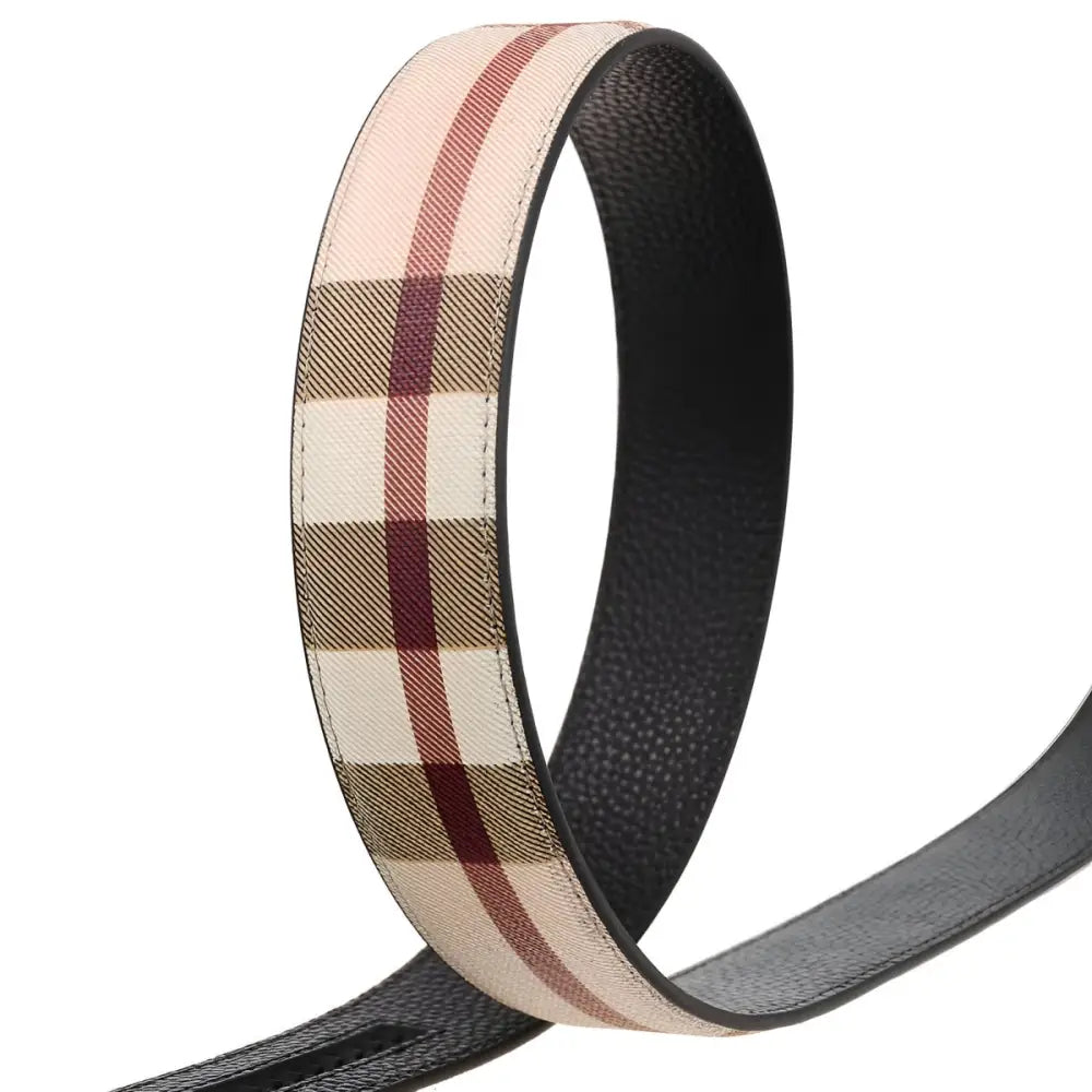 Reversible plaid patterned Edmond Checkered Leather Belt with stylish leather belt strap