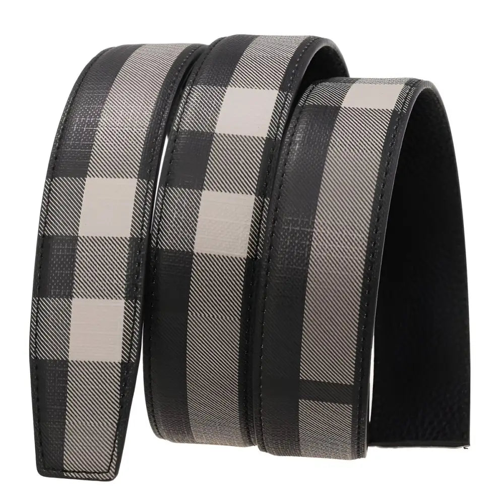 Edmond Checkered Leather Belt with Plaid Pattern showcasing stylish checkered leather belt strap
