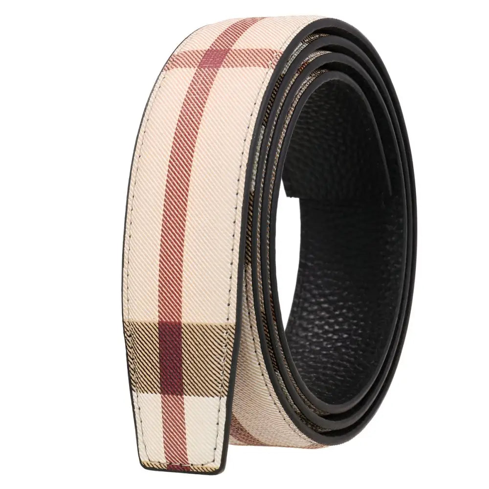Edmond Checkered Leather Belt with Plaid Pattern showcasing stylish leather belt strap