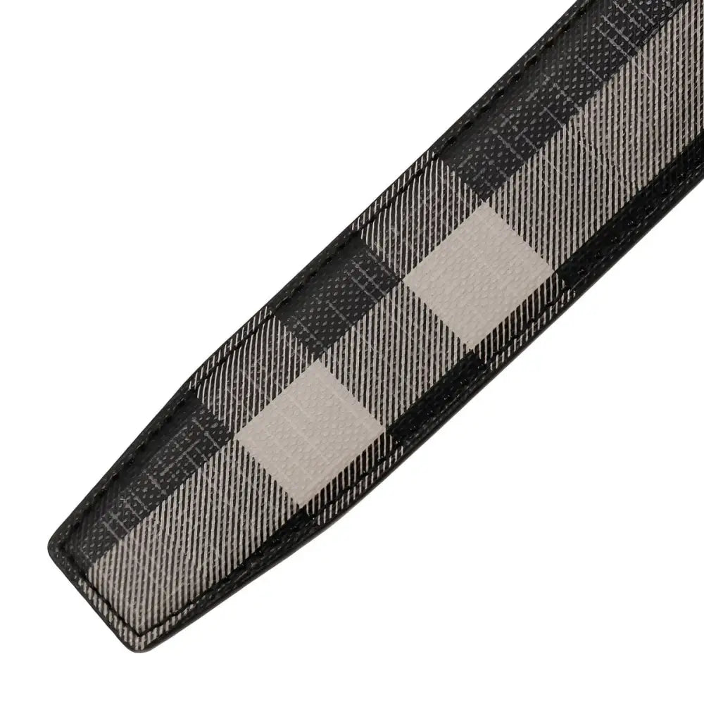 Edmond Checkered Leather Belt with Plaid Pattern showing a stylish checkered leather belt strap