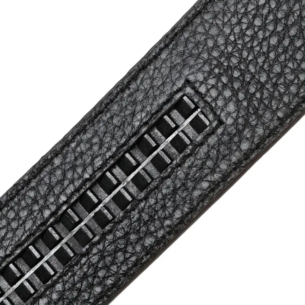 Black Crocodile-Patterned Damien Belt Strap with Ratchet Buckle for Elegant Style