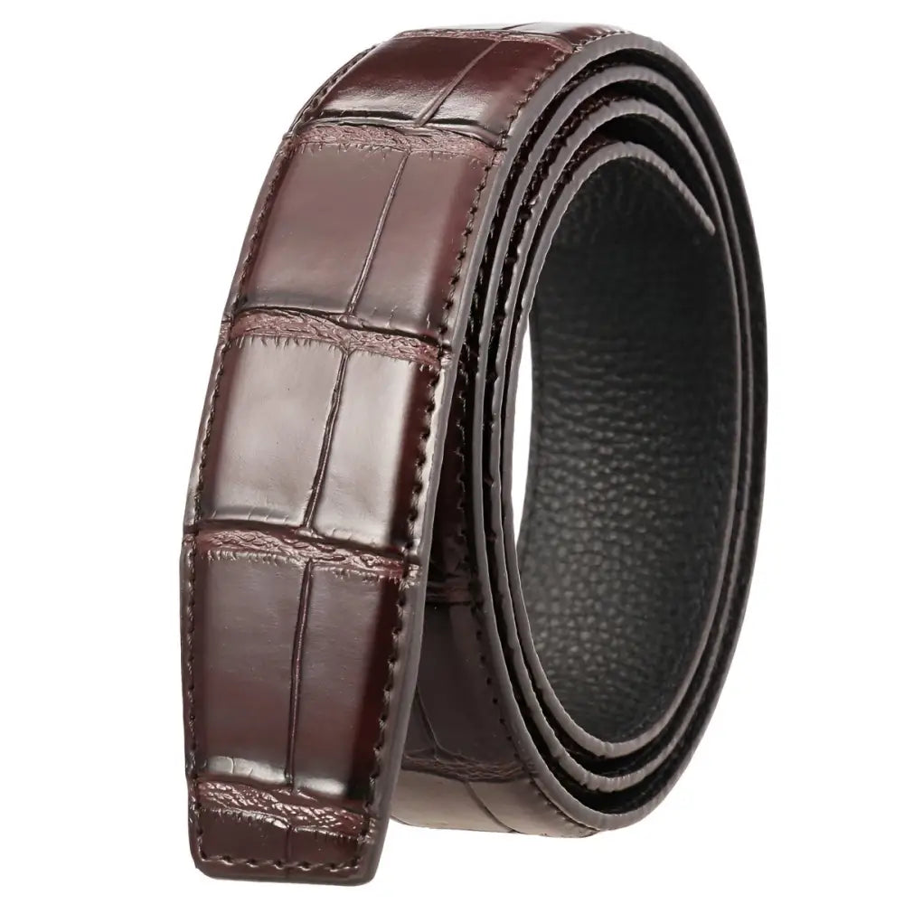 Brown crocodile-patterned leather damien belt strap for an elegant damien belt style