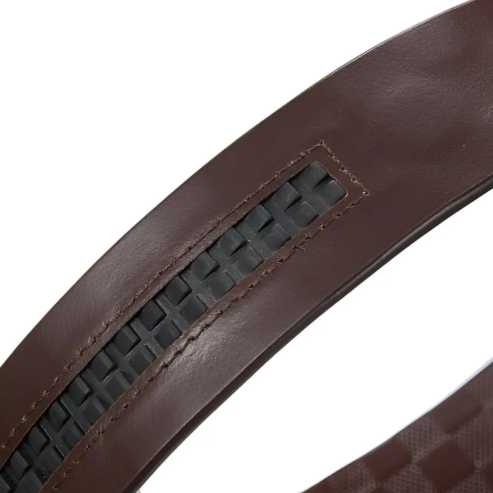 Brown leather belt strap with woven detail, perfect for stylish leather belts