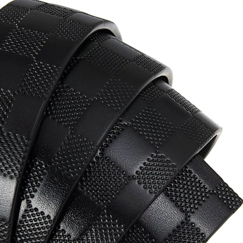 Black checkered leather belt strap for a stylish leather belt accessory