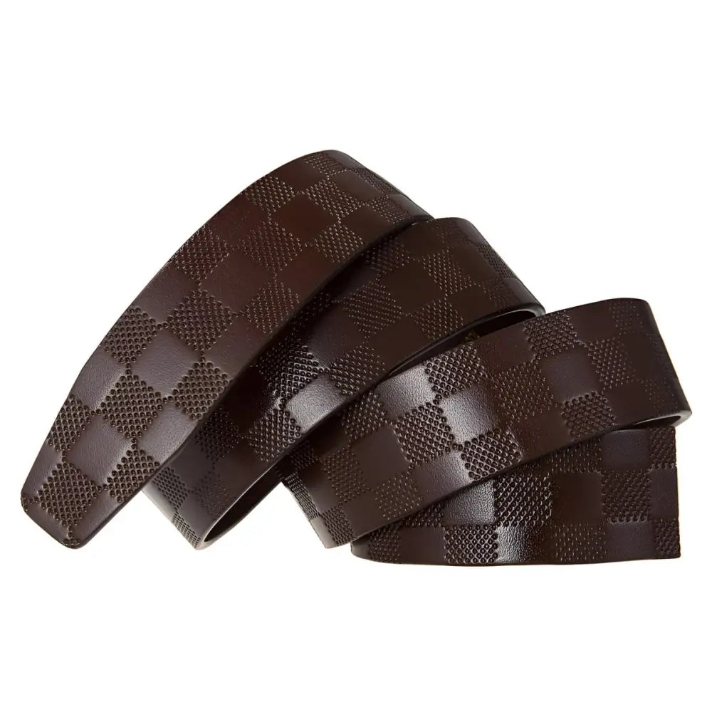 Brown checkered leather belt strap for a stylish look, perfect leather belt accessory