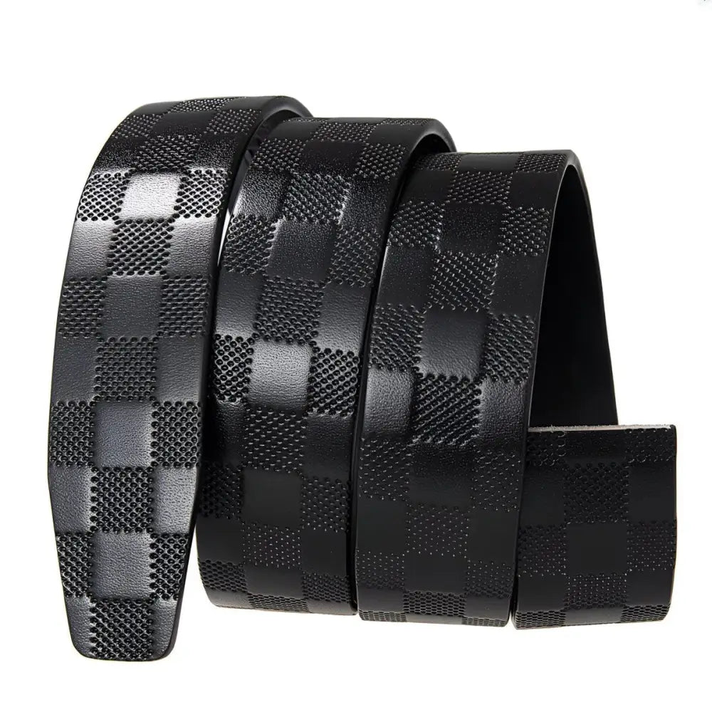 Black checkered leather belt strap for a stylish leather belt accessory