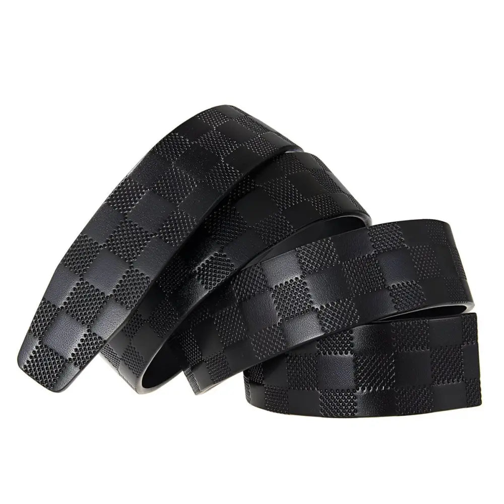 Black checkered leather belt strap for a stylish leather belt accessory