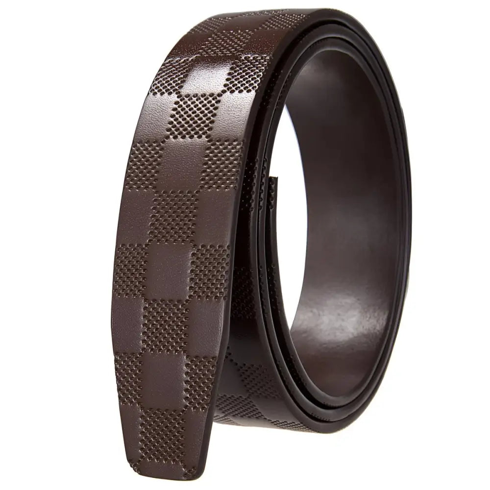 Brown checkered leather belt strap for a stylish leather belt accessory