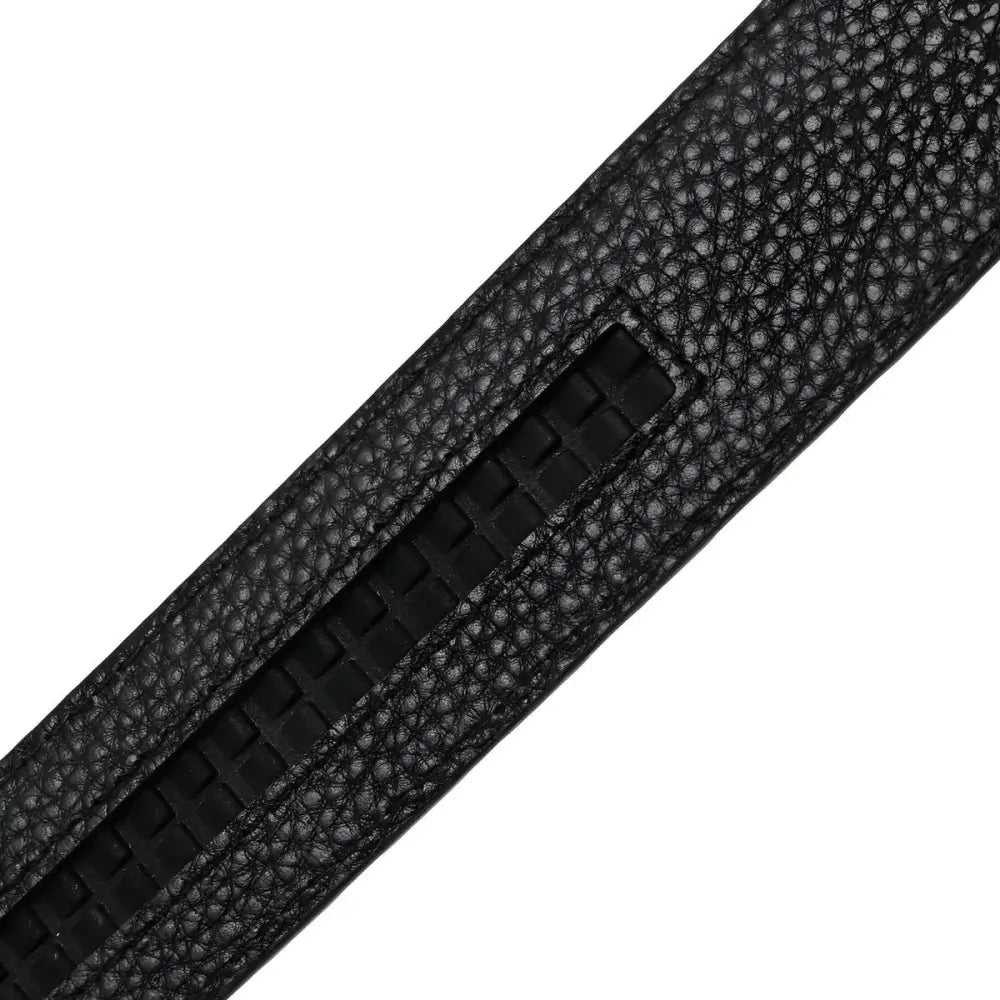 Black quilted leather belt with textured leather strap for Men and Women