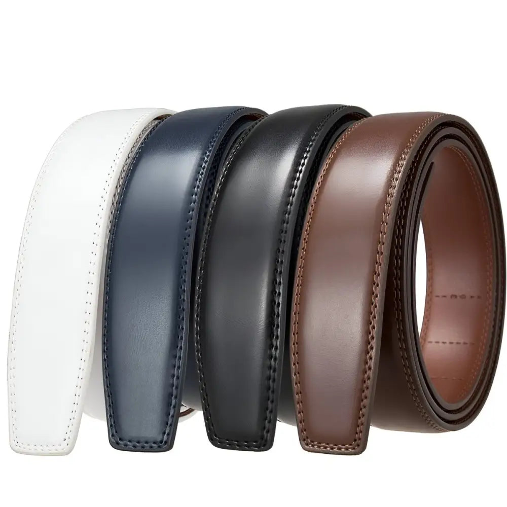 Alban Leather Belt with durable leather strap in multiple colors, showcasing four leather belts