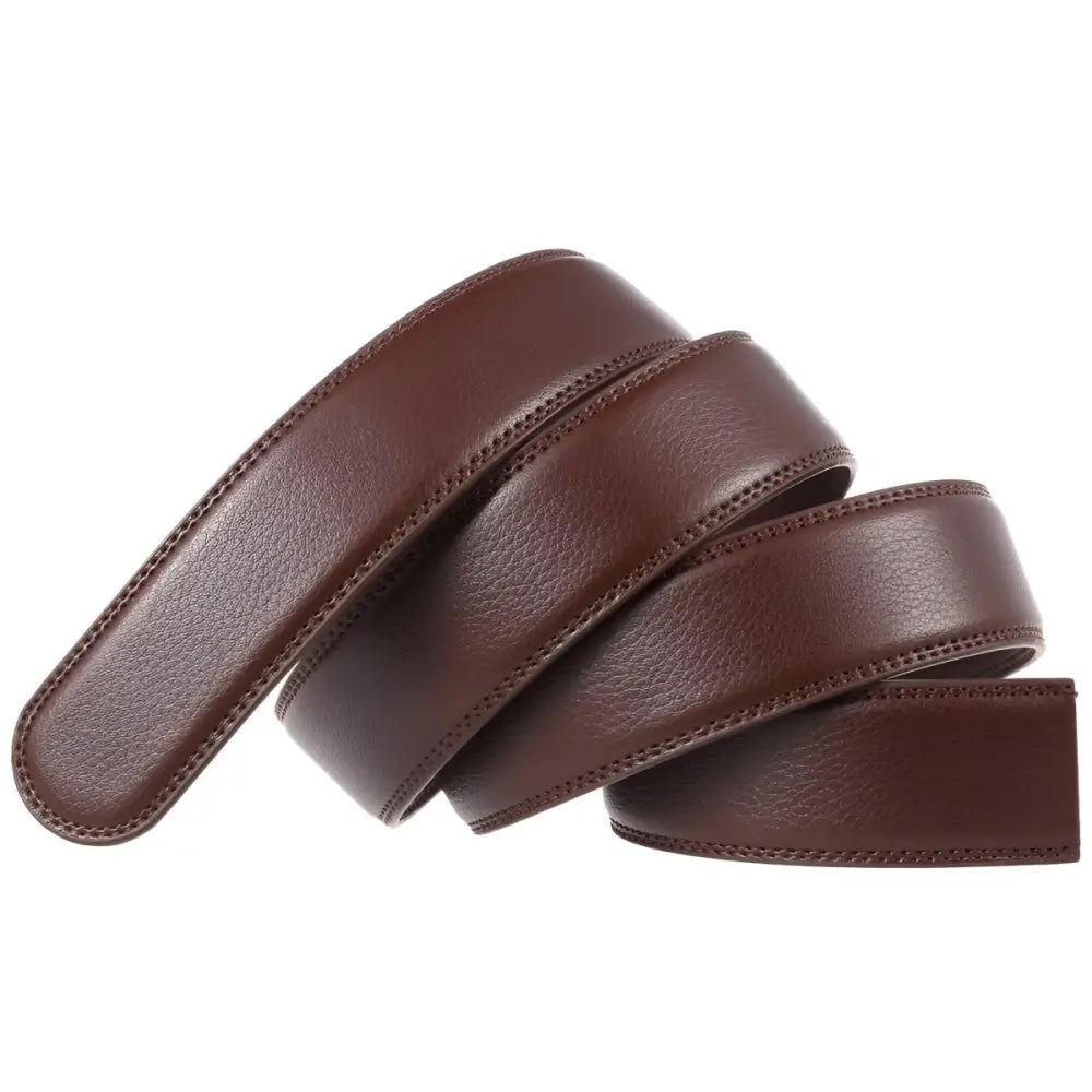 Brown leather belt with coiled leather belt strap for a classic style and durable leather belt strap