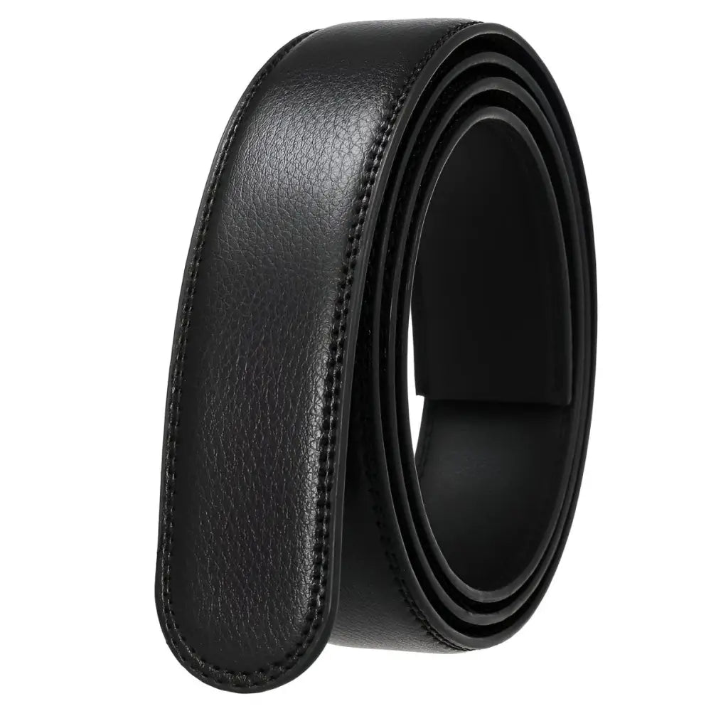Black leather belt with coiled leather belt strap for a classic style accessory