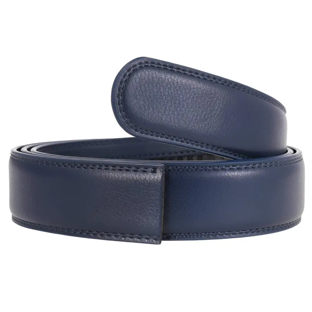 Navy blue leather belt with coiled leather belt strap for classic style