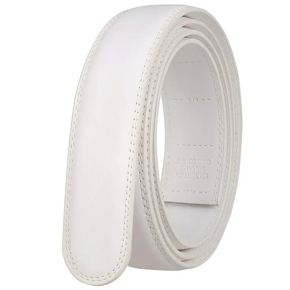 White leather belt strap for classic style leather belt with coiled design